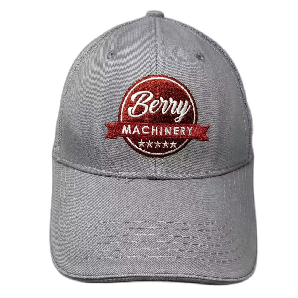 Crown Baseball Cap Gray Red OS Strapback Berry Machinery American Flag Hat